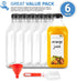 32 Oz (6 Pack) Juice Bottles with Caps - Reusable Clear Plastic Drink Containers for Mini Fridge - Water Bottles Bulk