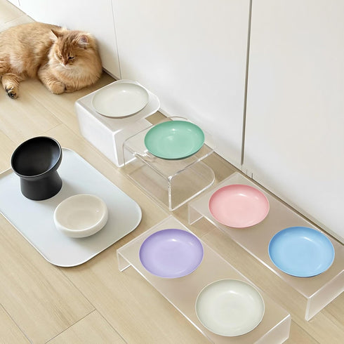 10 Pieces Whisker Fatigue Cat Bowls, 5.7 Inch Shallow Dishes for Food and Water, Wheat Straw Cat Dishes (10Pcs, Round)