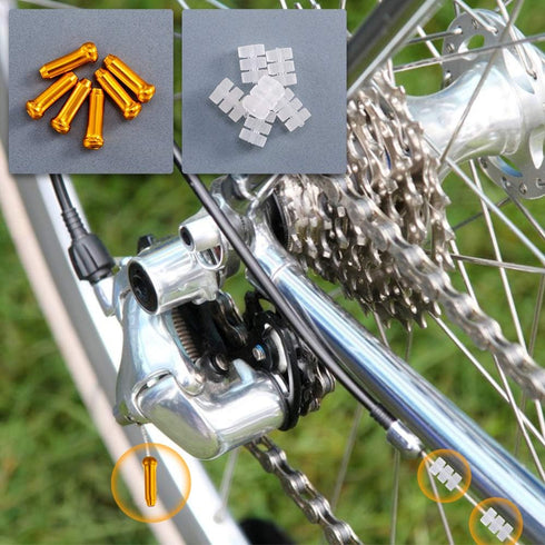 HZJD Bike Cable End Caps, 48PCS Cable Crimps, O-Ring Brake Cable Rubber Donuts (6PCS)