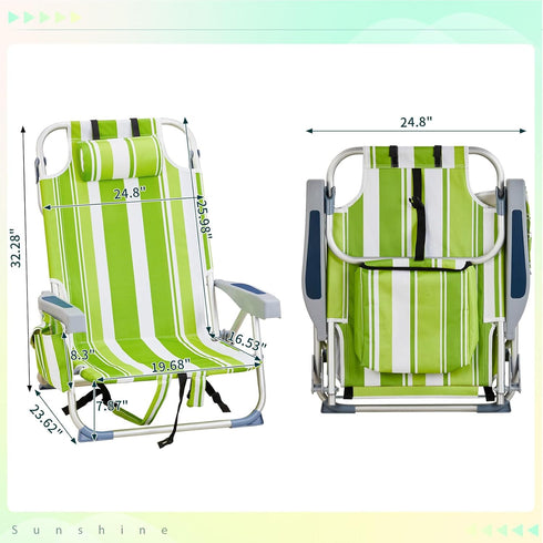 myoihomora Backpack Outdoor Beach Lawn Chairs,Low Foldable Camping Chair,Portable Lightweight Beach Chairs