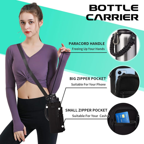 40oz Stainless Steel Water Bottle - Wide Mouth Vacuum Insulated Metal Water Bottle with Straw Lid & Paracord Handle