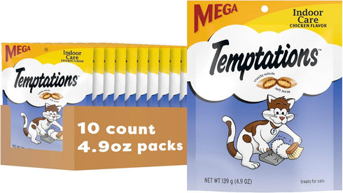 Temptations Cat Treats Indoor Care, Classic Crunchy and Soft Cat Treats, Tasty