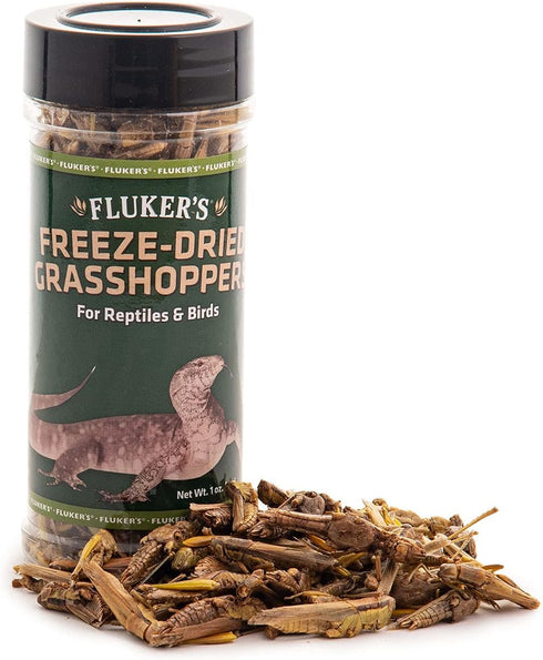 Fluker's Nutrient-Packed Freeze Dried Grasshoppers, Ideal for Lizards, Reptiles, Birds, Fish, Hedgehogs, 1.7 oz