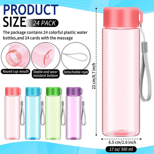 Sunnychicc 24 Pack 500 ml Summer Water Bottles for Students Portable Sports Water Bottle Kids Student Gifts from