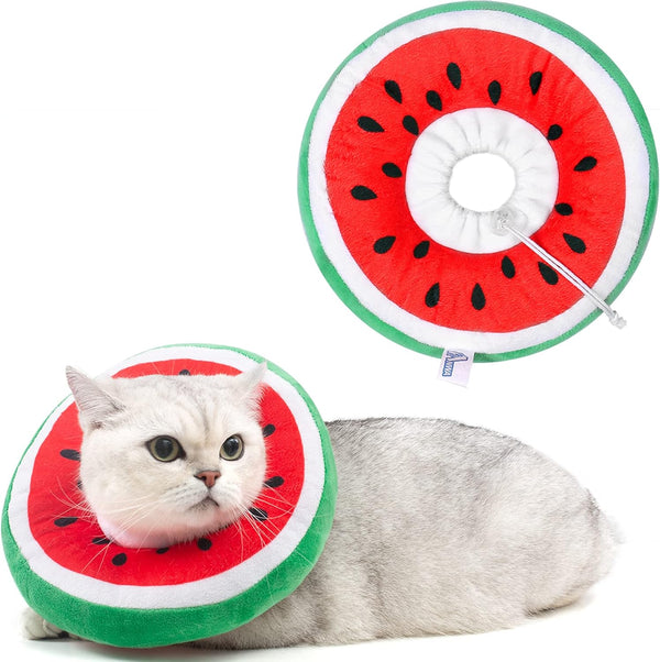 ANWA Adjustable Cat Cone Collar, Soft Cute Donut Collar for After Surgery, Kitten Recovery Cones