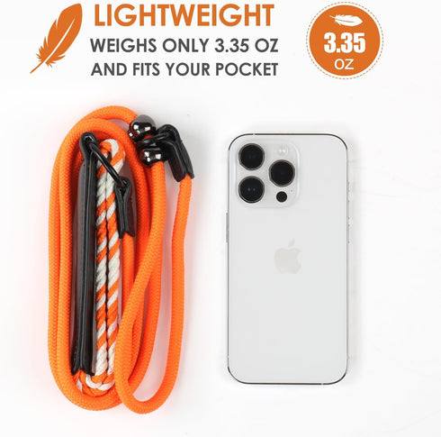 Slip Lead Dog Leash, 6FT Durable Nylon Braided Rope with Metal Stopper & Comfortable Leather Handle, Orange