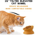 Elevated Tilted Cat Food Bowls - Ceramic Whisker Friendly, Anti Vomit, Raised Bowl for Food and Water (Yellow)