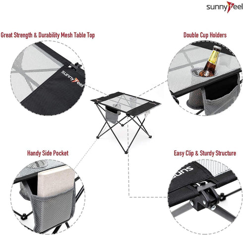 SUNNYFEEL Outdoor Folding Table - Lightweight Compact Camping Table, Roll Up Top Portable Small Camp Tables