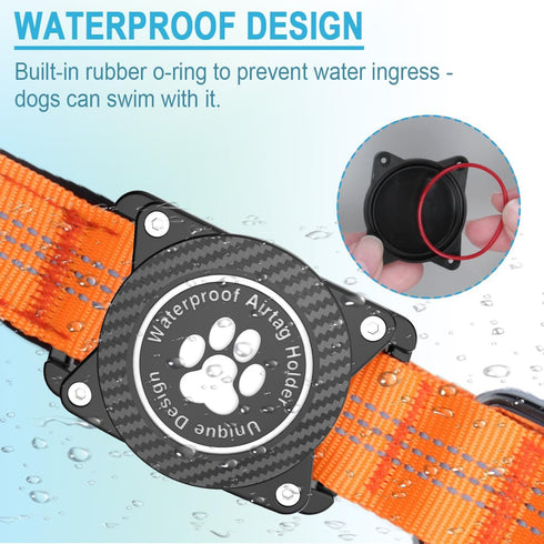 Airtag Dog Collar, Waterproof Holder, Luminous Reflective, Comfortable Padded Adjustable for Small Medium Large Dogs,