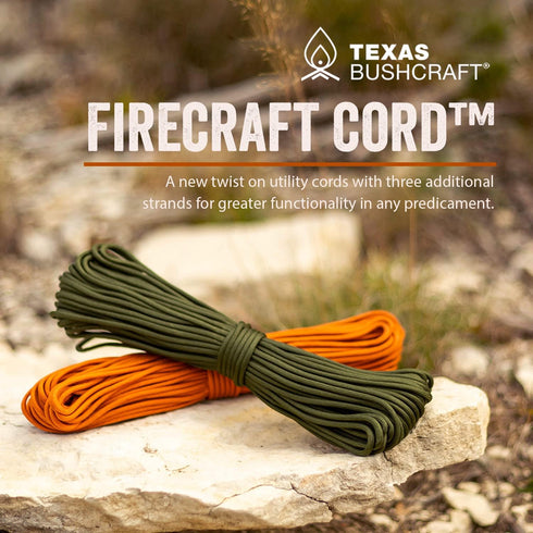 Firecraft Cord - Utility Paracord Survival Rope, Parachute Cord for Emergency Preparedness, Fishing, Sewing, Tinder