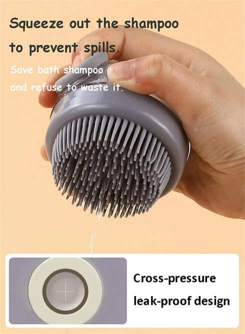Dog Cat Bath Brush, Pet Shower Massage Brush with Soap Shampoo Dispenser, Multifunctional Rubber Cleaning Brush for