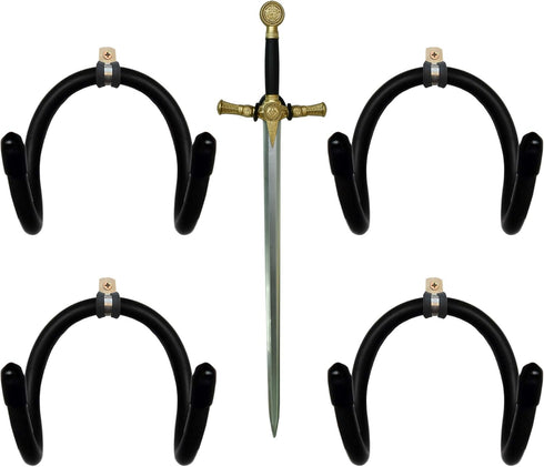 YYST MINI Adjustable Wall Hook Display Hanger for Sword, Dagger, Axe, KeyBlade, etc - 4/PK - No Sword - Vertical