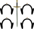 YYST MINI Adjustable Wall Hook Display Hanger for Sword, Dagger, Axe, KeyBlade, etc - 4/PK - No Sword - Vertical