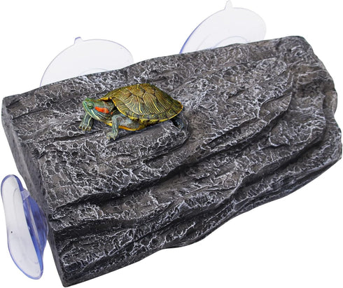 Fish Tank Aquarium Turtle Basking Platform, Tortoise Climbing Platform with 3 Suction Cups, Float Resting Terrace (Grey)