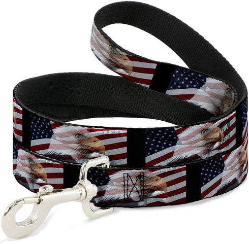 Buckle-Down Pet Leash - American Eagle Flags - 4 Feet Long - 1.5" Wide