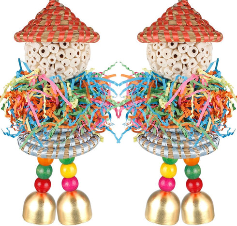 Conure Toys, Hanging Foraging Shredder Sola Balls with Bell for Small Parrots, Budgies, Cockatiels