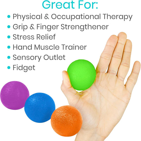 Vive Squeeze Balls for Hand Therapy, Exercise, Arthritis (w/Rehab Video App) - Grip Strengthener Occupational Equipment