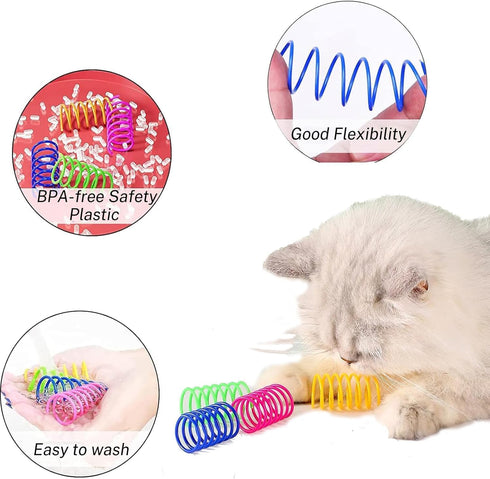 WHXYTHREE 12 PCS Colorful Interactive Cat Spring Toys, BPA-Free Durable Spiral Springs for Indoor Cats, Active Play