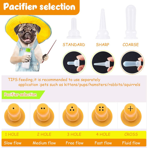 17 Tondiamo Pcs Kitten Bottle Feeding Kit Puppy Bottles for Nursing Puppy Milk, Replacement Nipples Cleaning Brushes