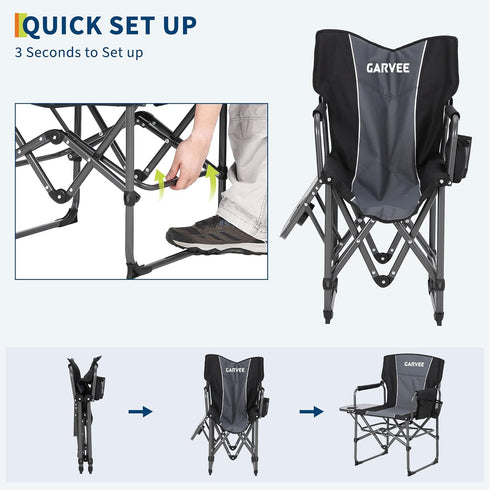 400 lbs, (1 GarveeLife Oversized Directors Camping Chair, Portable Folding Chair for Adults Support Heavy Duty Lawn