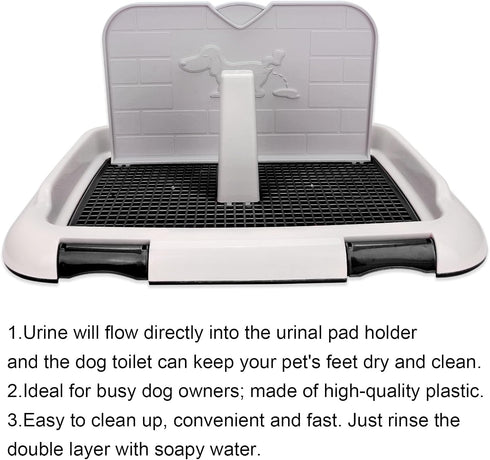 Asixxsix Dog Potty Tray, Black Plastic Puppy Training Toilet with Removable Cat Potty Fence for Small and Medium Dogs
