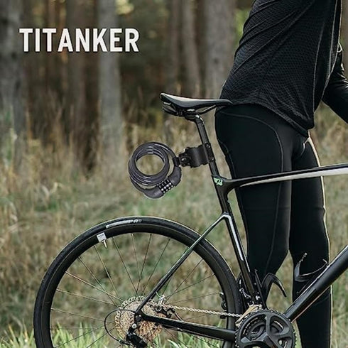 Titanker Bike Lock, 4 Feet Cable Lock, 1/2 Inch Resettable Combination with Mounting Bracket for Bicycles