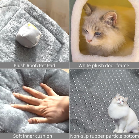 Dog House Indoor - Foldable Soft Kennel Bed, Warm Cat Nest Puppy Cave with Cushion for Small Medium Large Dogs Cats