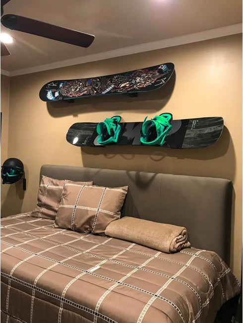 Poskad Ski Wall Mount Display, Snowboard Wall Rack, Solid Aluminum Shelf Brackets for Home and Garage Storage