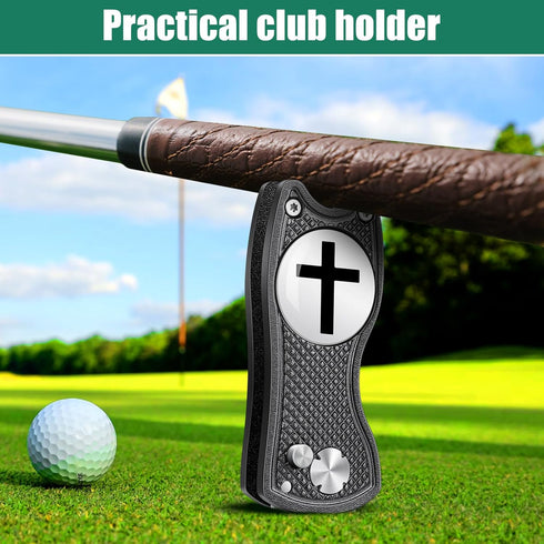 Golf Divot Repair Tool with Magnetic Ball Marker - Stainless Steel Foldable Divot Tool & Golf Divot Tool Featuring