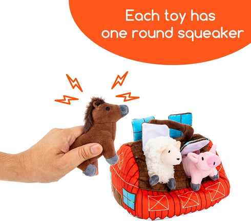 Set Interactive Plush Hide and Seek Dog Toy - Squeaky Farm Puzzle for Dogs