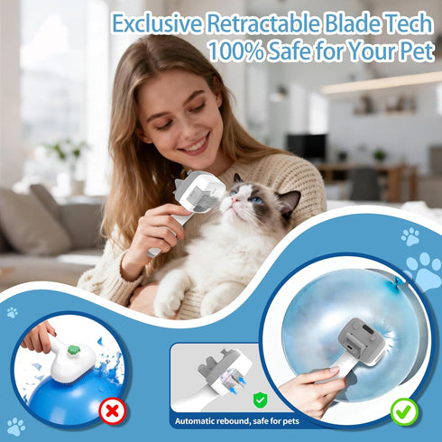 Cats,5-in-1 3 Pet Steam Brush for Dogs & Self-Cleaning Dog Steam Brush with Swap-in Heads (Grooming, Dematting