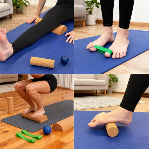 Tcatec 4-in-1, Cork Balance Foot Portable Cylinder Foot Trainer, Strengthener to Improve Mobility Arch Exerciser