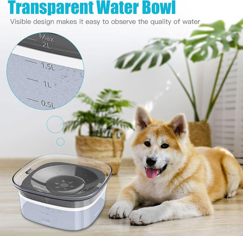 UPSKY 70oz Dog Water Bowl, 2L No Spill Large Capacity Slow Water Feeder, Spill Proof Pet Water Dispenser for Travel