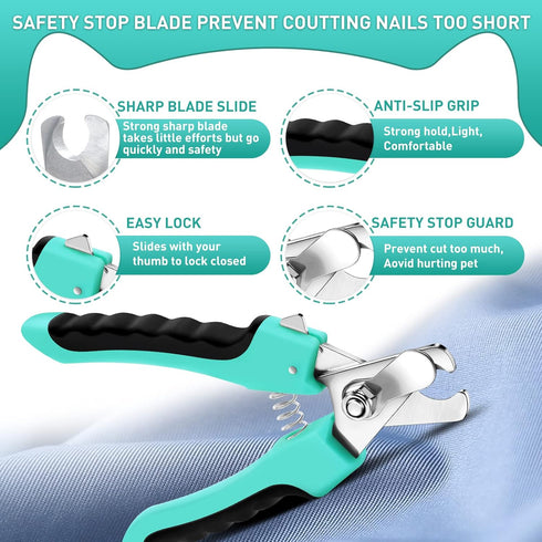 Pet Brush Kit for Grooming, Dog Self-Cleaning Slicker Brush + Nail Clippers Set for Shedding Long Short Haired Cats,