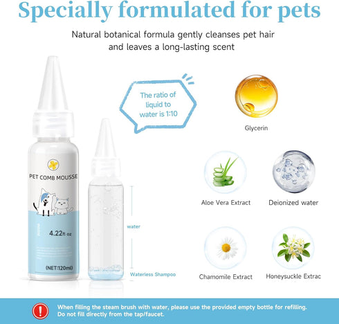 3-in-1 Set Pet Steam Brush for Dogs & Cats, Grooming Comb with Spray, Defur Tool, Water-Assisted Hair Removal, Spritz