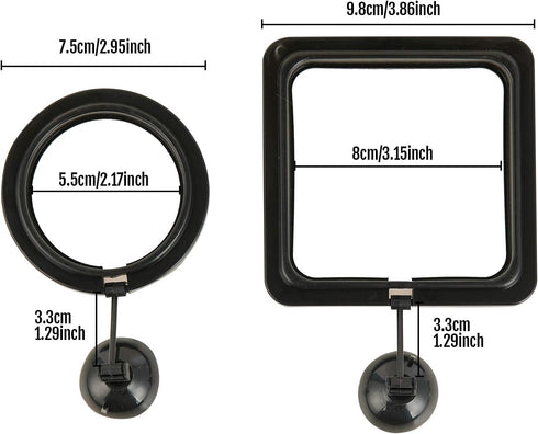 ZRDR Fish Feeding Ring, 2 Pack Black Aquarium Floating Food Feeder Circle with Flexible Lever and Suction Cup