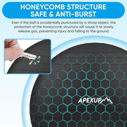 5 APEXUP Yoga Ball Exercise Ball Anti Slip Heavy Duty for Fitness, Balance & Core Workout, Balance Training, Pregnancy