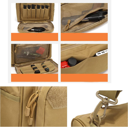 Waterproof Large Capacity Molle System Tactical Gun Range Bag for Handguns, Pistols, Ammo Magazine Accessories