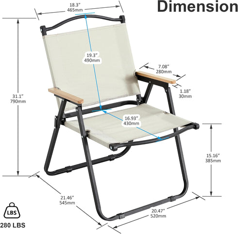 Set 2, 280lbs Portable Folding Camping Chair of NoblleSprout Lightweight Durable Compact Outdoor Travel Chairs