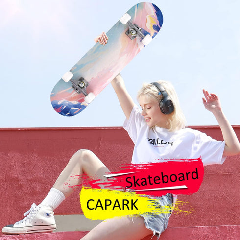 Skateboards for Beginners - 31 Inch Pro Complete Skate Boards, 7 Layer Canadian Maple, Double Kick Concave