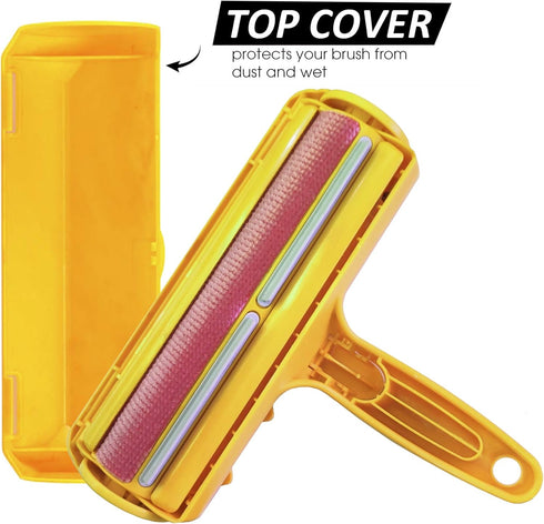 Pet Hair Remover Roller - Self Cleaning Lint Roller for Dog & Cat Hair, Orange, Removes Hair from Furniture