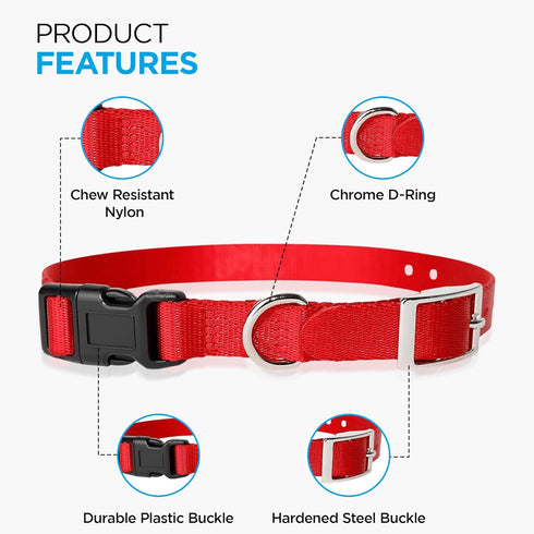 e-Collar Replacement Strap - Shock Collar Replacement Collar, Fence Collar Replacement, Compatible with most Brands (1", Red)