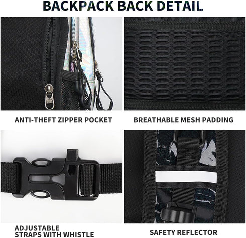 Rave Hydration Backpack, Festival Pack with 2L Water Bladder, Lightweight Anti Theft Hydropack