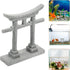 GANAZONO Japanese Shinto Torii Gate Miniature Ornament, Grey Fish Tank Decoration Bridge Landscape