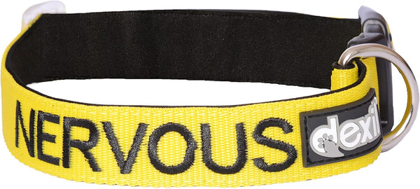 Nervous (Give Me Space) Yellow Colour Coded Dog Collars S-M L-XL Prevents Accidents