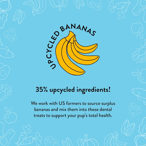 Shameless Pets Dental Treats, Banana Bone-Anza, Healthy Sticks with Hip & Joint Support, Grain-Free