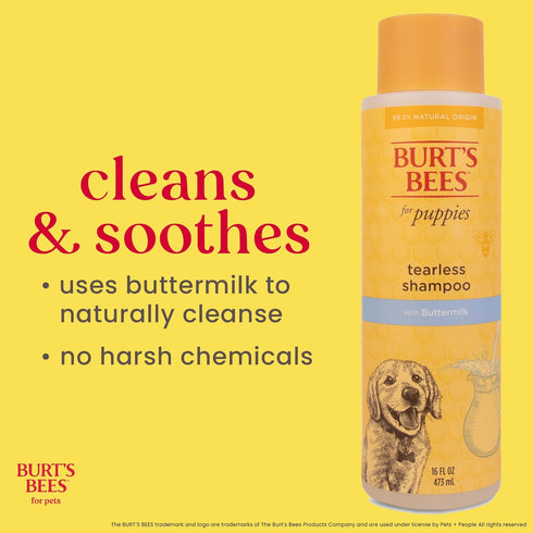 8+ 95% 16 Oz Burt's Bees for Pets Tearless Puppy Shampoo with Buttermilk and Flaxseed Oil, Gentle Dog Shampoo