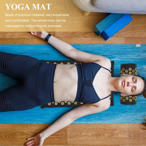2pcs Yoga Massage Mat Comfortable Acupressure Pillow for Full-Body Relaxation Portable Design Carry Bag for Neck Back