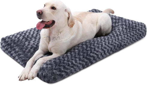 KSIIA Washable Dog Bed, Deluxe Plush Dog Crate Beds, Anti-Slip Pet Sleeping Mat for Large, Jumbo, Medium, Small Dogs,