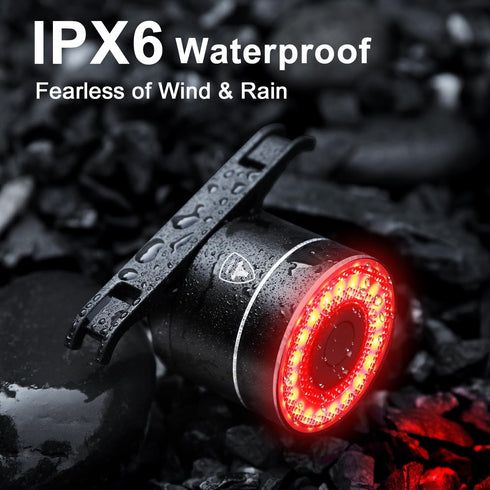 4 IPX6 Smart Bike Tail Light, Auto On/Off, Brake Sensing Rear Bike Light, USB C Rechargeable Bicycle Rear Light